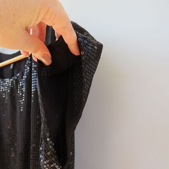 Express Womens Size Small Black Sequin Blouson Mini Dress - Picture 9 of 15